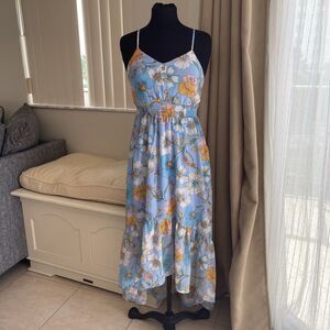 Liberty Love floral Blue High Low Maxi Strappy Dress S
